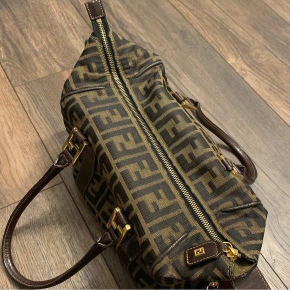 ❌SOLD❌ Vintage Fendi Zucca Brown Monogram Canvas Convertible Boston Bag - Picture 9 of 14